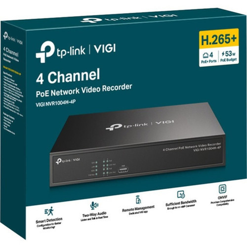 TP-Link VIGI 4 Channel PoE Network Video Recorder - 10 TB HDD - Network Video Recorder - HDMI - 4K Recording VIGI NVR1004H-4P