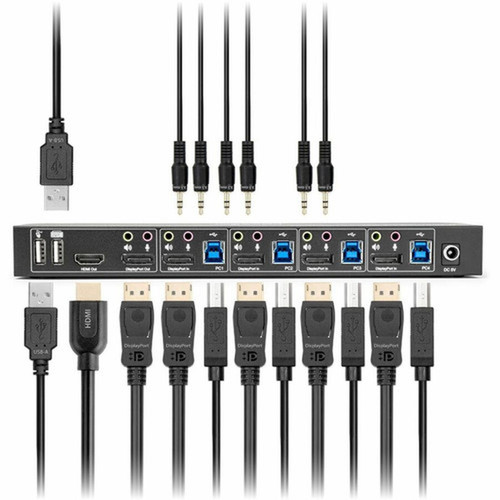 Rocstor SolidKVM SK04 DisplayPort 14 and USB 30 41 KVM Switch - 4 Computers - 1 Local Users - 4K - 4096 x 2160 - 8 x USB - USB Y10A327-B1
