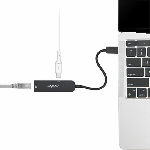 Rocstor Premium USB-C to 25 Gb Ethernet with USB-C 100W Power Delivery PD 30 Adapter - 1x USB Type C - Male - 1 x RJ-45 Network - 1 Y10A339-B1