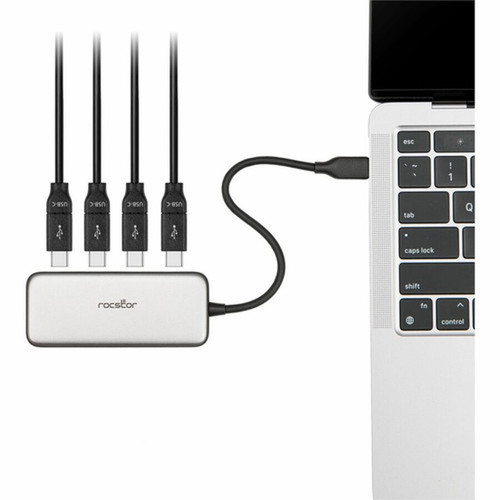 Rocstor Premium USB-C HUB - USB-C to Quad USB-C 31 Gen2 10Gbps - 1 x USB 31 gen 2 Type C - Male - 4 x USB 31 gen2 Type C - - - Y10A317-S1