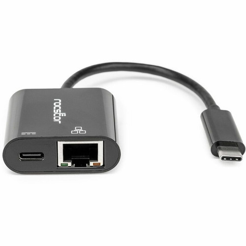 Rocstor Premium USB-C to Gigabit Ethernet with USB-C 100W Power Delivery PD 30 Adapter - USB Type C - 2 Ports - 1 - Twisted Pair - Y10A340-B1