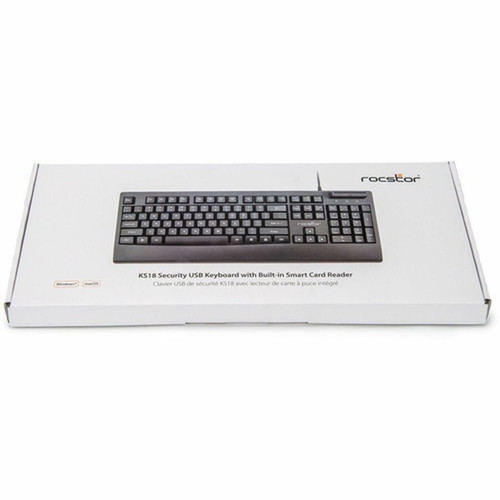 Rocstor KS18 Security USB Keyboard with Built-in Smart Card Reader -104 Keys - 104 Keys - QWERTY Layout - Smart Card Reader - USB - Y10P038-B1