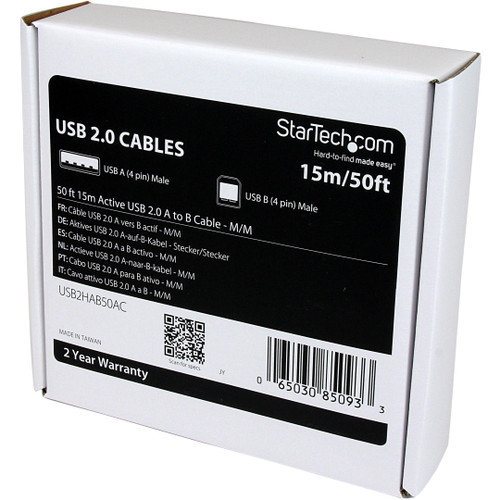 StarTechcom_15m__50_ft_Active_USB_20_A_to_B_Cable_-_MM_-_50_ft_USB_Data_Transfer_Cable_for_Notebook_Hard_Drive_KeyboardMouse_-_USB2HAB50AC