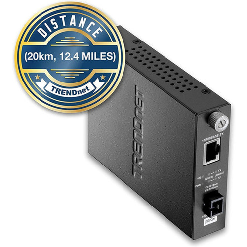TRENDnet 10100Mbps TX to 100Base-FX Dual-Wavelength Single-Mode Fiber Media Converter Use with TFC-110S20D5 Up to 20km 124 Fiber TFC-110S20D3
