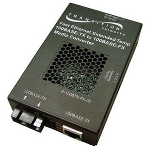 Transition Networks E-100BTX-FX-05HT Fast Ethernet Media Converter - 1 x RJ-45  1 x ST - 10100Base-TX 100Base-FX - External E-100BTX-FX-05HT-NA