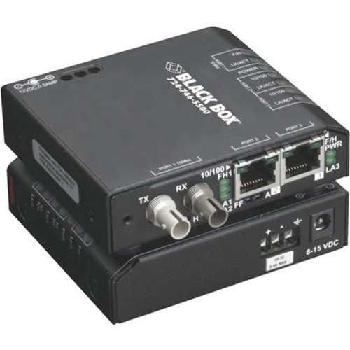 Black Box Fast Ethernet 100-Mbps Hardened Temperature Switch - 2 10100-Mbps Copper RJ45 1 100-Mbps Multimode Fiber 1300nm - LBH100A-H-SC-24