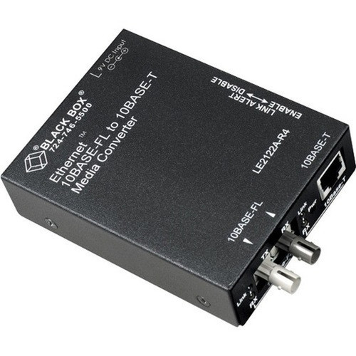 Black Box AutoCross Media Converter - New - 1 x Network RJ-45 - 1 x ST Ports - DuplexST Port - Multi-mode - 003 mil 0 mm Fiber - LE2122A-R4