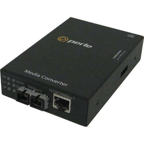 Perle S-1110-M2SC2 Media Converter - 1 x Network RJ-45 - 1 x SC Ports - 1000Base-LX 101001000Base-T - 2 km - Rail-mountable Wall 05040974