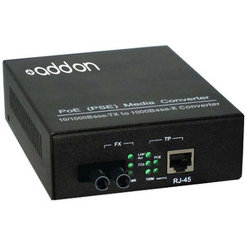 AddOn 1000Base-TX To 1000Base SMF ST 1310nm 20km POE Media Converter - Network RJ-45 - 1x PoE RJ-45 Ports - 1 x ST Ports - - - 20 ADD-GMCP-LX-2ST