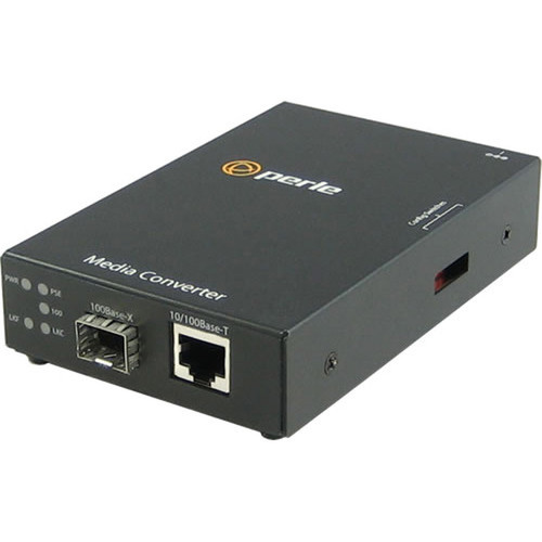 Perle S-110PP-SFP-XT Media Converter - 1x PoE RJ-45 Ports - 10100Base-TX - 010 km - 1 x SFP Slots - Desktop Rail-mountable Wall 05090360
