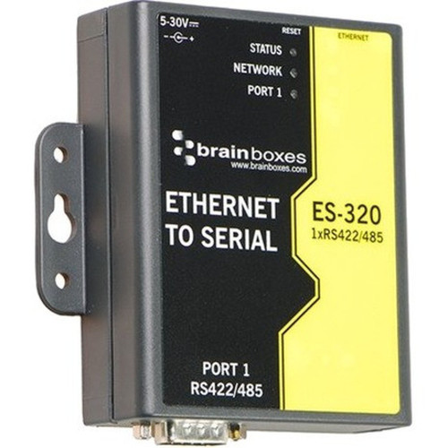 Brainboxes 1 Port RS422485 Ethernet to Serial Adapter - DIN Rail Mountable - PC - 1 x Number of Serial Ports External ES-320
