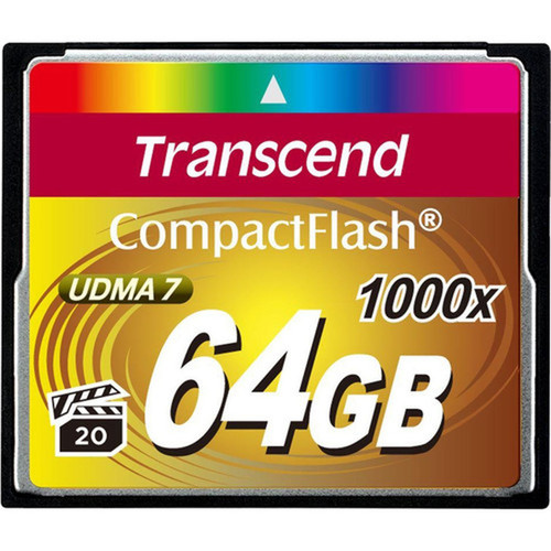 Transcend Ultimate 64 GB CompactFlash - 160 MBs Read - 120 MBs Write - 1000x Memory Speed TS64GCF1000