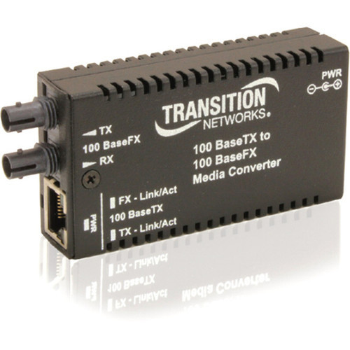 Transition Networks Mini Fast Ethernet Media Converter - 1 x Network RJ-45 - 10100Base-TX - 010 km 006 Mile - 1 x Expansion - 1 ME-TX-FX-01SFP-NA
