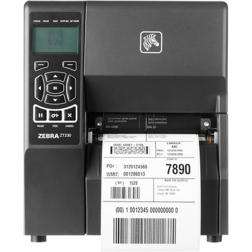 Zebra ZT230 Thermal Transfer Printer - Desktop - Label Print - Liner Take-Up with Peel Option - Power Cord with US Plug - Serial - USB ZT23042-T31200FZ