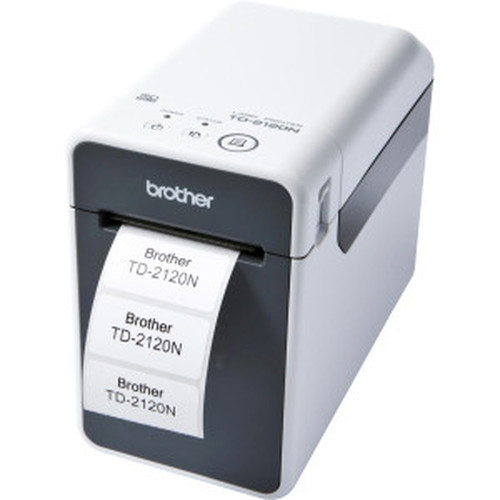 Brother TD-2120N Desktop Direct Thermal Printer - Monochrome - LabelReceipt Print - Fast Ethernet - USB - Serial - White Gray - LCD TD2120NT
