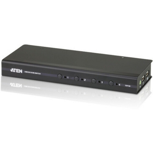 ATEN 4-Port USB DVI KVM Switch - 4 Computers - 1 Local Users - 1920 x 1200 - 2 x USB - 1 x DVI CS74D