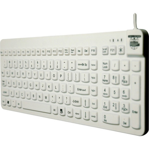 Man  Machine Premium Full Size Waterproof Disinfectable Keyboard - Cable Connectivity - USB Interface - English French - Computer - RCLPMAGBKLW5