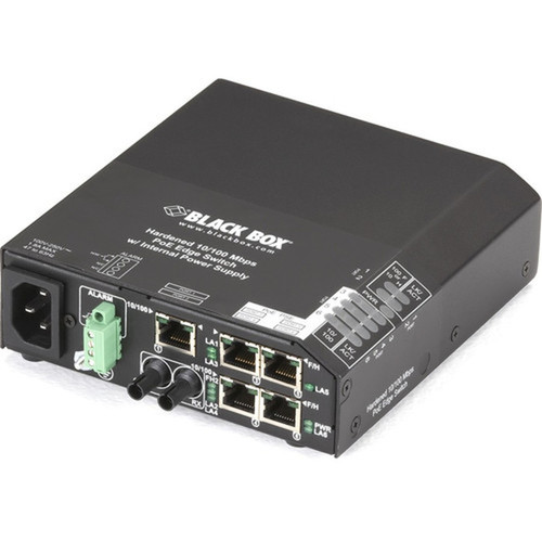 Black Box Hardened PoE PSE Switch 5 10100 RJ-45 1 Multimode ST AC Powered - 6 Ports - 10100Base-TX 100Base-X - 2 Layer - - 3 LPH240A-H-ST