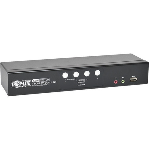 Tripp Lite by Eaton 4-Port DVI Dual-Link  USB KVM Switch w Audio and Cables - 4 Computers - 1 Local Users - WQUXGA - 2560 x 1600 B004-DUA4-HR-K