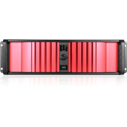 iStarUSA 3U Compact Stylish Rackmount Chassis with SEA Bezel - Rack-mountable - Black Red - Aluminum Alloy SECC Zinc-coated Steel - D-300SEA-RD