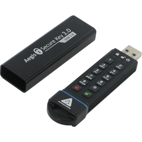 Apricorn Aegis Secure Key 30 - USB 30 Flash Drive - 240 GB - USB 30 - 195 MBs Read Speed - 162 MBs Write Speed - 256-bit AES - 3 ASK3-240GB