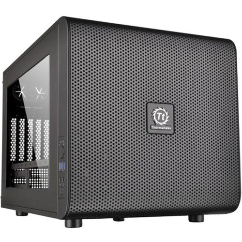 Thermaltake Core V21 Micro Chassis - Cube - Black - SPCC - 6 x Bay - 0 - Mini ITX Micro ATX Motherboard Supported - 19 x Fans - 3 x CA-1D5-00S1WN-00