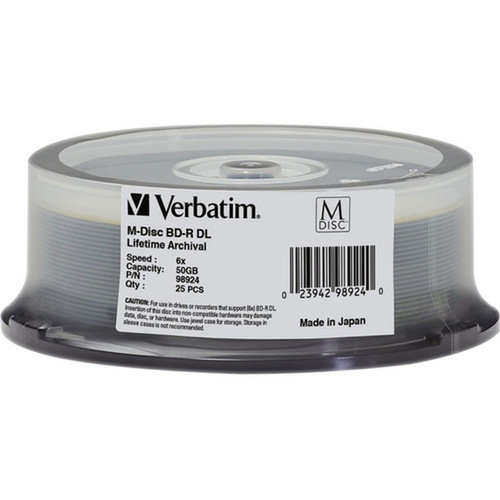 Verbatim Blu-ray Recordable Media - BD-R DL - 8x - 50 GB - 25 - 120mm - Double-layer Layers 98924