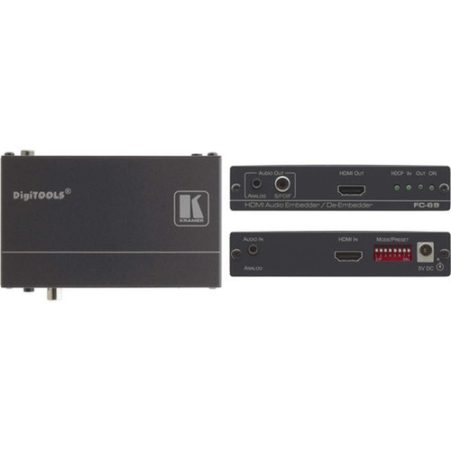 Kramer 4K60 420 HDMI Audio EmbedderDe-Embedder - Functions Audio Embedding Audio De-embedding - Audio Line In - Audio Line Out - FC-69