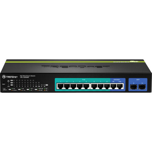 TRENDnet 10-Port Gigabit Web Smart PoE+ Switch - 10 Ports - Manageable - 2 Layer Supported - Twisted Pair - PoE Ports - 1U High - - (Fleet Network)