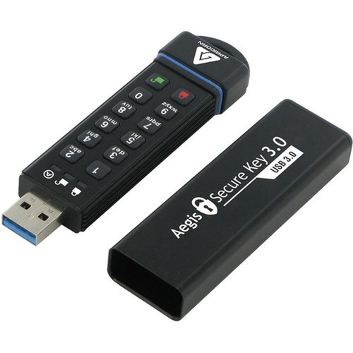 Apricorn Aegis Secure Key 30 - USB 30 Flash Drive - 480 GB - USB 30 - 195 MBs Read Speed - 162 MBs Write Speed - 256-bit AES - 3 ASK3-480GB