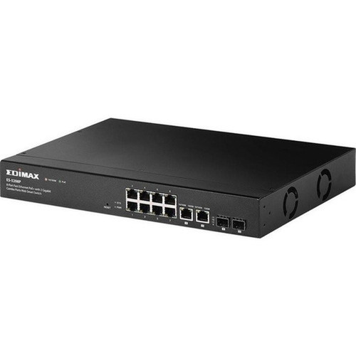 Edimax 8-Port Fast Ethernet PoE with 2 Gigabit Combo Ports Web Smart Switch - 10 Ports - Manageable - Gigabit Ethernet - 1000Base-T ES-5208P