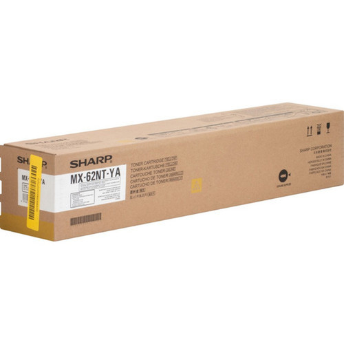 Sharp MX62NTYA Original High Yield Laser Toner Cartridge - Yellow - 1 Each - 40000 Pages MX62NTYA