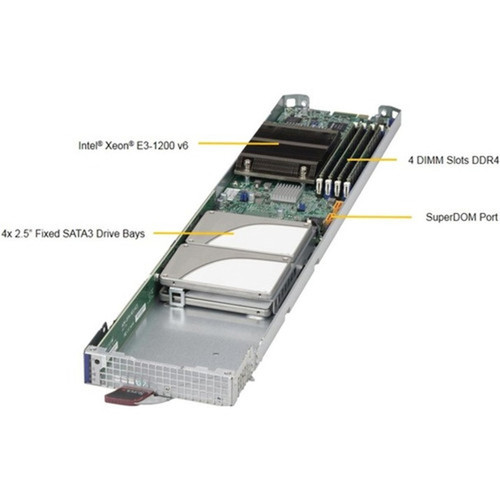 Supermicro MicroBlade MBI-6119G-T4 Server Barebone System - Blade - Socket H4 LGA-1151 - 1 x Processor Support - Intel C236 Chip - 64 MBI-6119G-T4