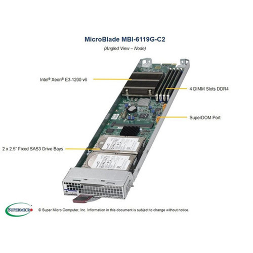 Supermicro MicroBlade MBI-6119G-C2 Server Barebone System - Blade - Socket H4 LGA-1151 - 1 x Processor Support - Intel C236 Chip - 64 MBI-6119G-C2