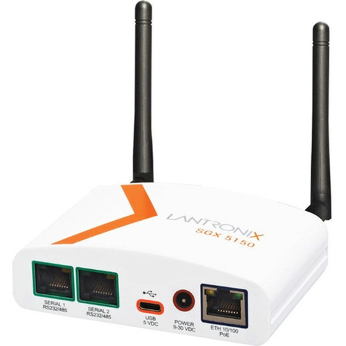 Lantronix SGX 5150 IoT Device Gateway - Twisted Pair - 1 x Network RJ-45 - 1 x USB - 2 x Serial Port - 10Base-T 100Base-TX - Fast - SGX5150202JS