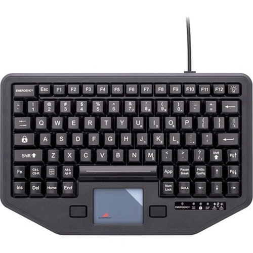 Gamber-Johnson iKey Full Travel Keyboard with Attachment Versatility and Green Back Lighting - Cable Connectivity - TouchPad 7300-0084