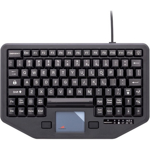 Gamber-Johnson Full Travel Keyboard with Attachment Versatility - Cable Connectivity - USB Interface - Emergency Hot Keys - TouchPad 7300-0083