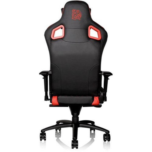 Tt eSPORTS GT Fit F100 Gaming Chair - For Game - Foam Steel Metal Polyvinyl Chloride PVC Aluminum Faux Leather - Black Red GC-GTF-BRMFDL-01