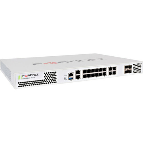 Fortinet FortiGate 200E Network SecurityFirewall Appliance - 16 Port - 1000Base-T 1000Base-X - Gigabit Ethernet - AES 128-bit AES FG-200E-BDL-950-60