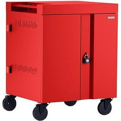 Bretford CUBE Cart AC for Up to 32 Devices wBack Panel Red Paint - 2 Shelf - Steel - 30 Width x 265 Depth x 375 Height - Red - TVC32PAC-RED