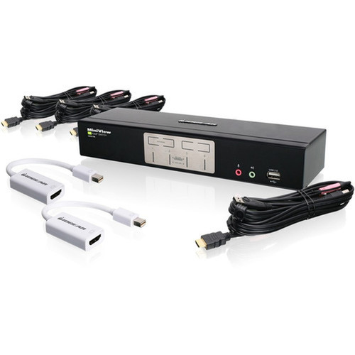 IOGEAR 4-Port HDMI KVMP with MiniDisplayPort Adapters Bundle - 4 Computers - 1 Local Users - 1920 x 1200 - 8 x USB - 5 x HDMI GCS1794MDPKIT