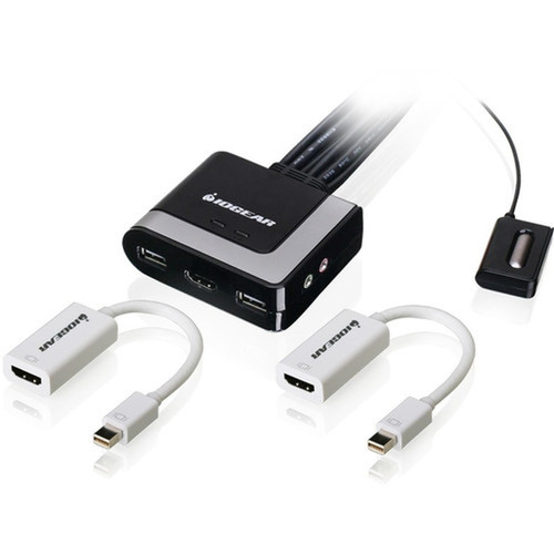 IOGEAR 2-Port HD Cable KVM with MiniDisplayPort Adapters Bundle - 2 Computers - 1 Local Users - 1920 x 1200 - 2 x USB - 1 x HDMI GCS62HMDPKIT