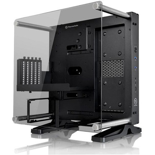 Thermaltake Core P1 TG Mini ITX Wall-Mount Chassis - Wall Mountable - Black - Tempered Glass SPCC - 4 x Bay - Mini ITX Motherboard - CA-1H9-00T1WN-00