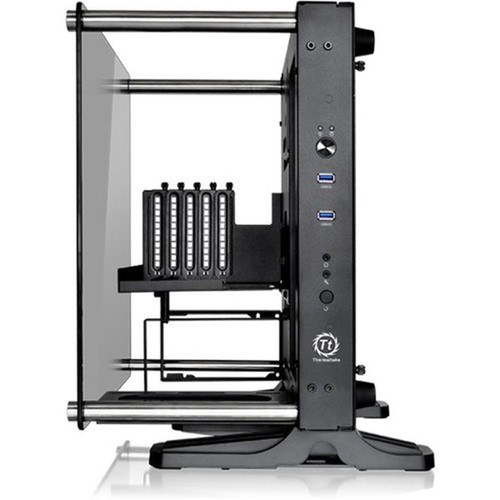 Thermaltake Core P1 TG Mini ITX Wall-Mount Chassis - Wall Mountable - Black - Tempered Glass SPCC - 4 x Bay - Mini ITX Motherboard - CA-1H9-00T1WN-00