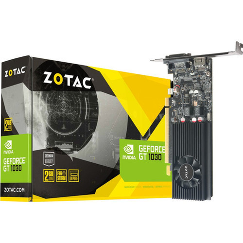 Zotac NVIDIA GeForce GT 1030 Graphic Card - 2 GB GDDR5 - Low-profile - 64 bit Bus Width - PCI Express 30 x16 - DisplayPort - 1 x - - ZT-P10300A-10L