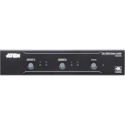 ATEN 2x2 4K HDMI Matrix Switch - 4096 x 2160 - 4K - 2 x 2 - Display Computer Camcorder Set-top Box DVD Player Blu-ray Disc Home - VM0202H