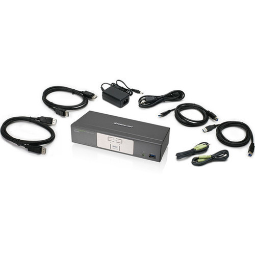 IOGEAR 2-Port 4K UHD DisplayPort KVMP with Keyboard and Mouse - 2 Computers - 1 Local Users - 3840 x 2160 - 8 x USB - 3 GCS1902-KM