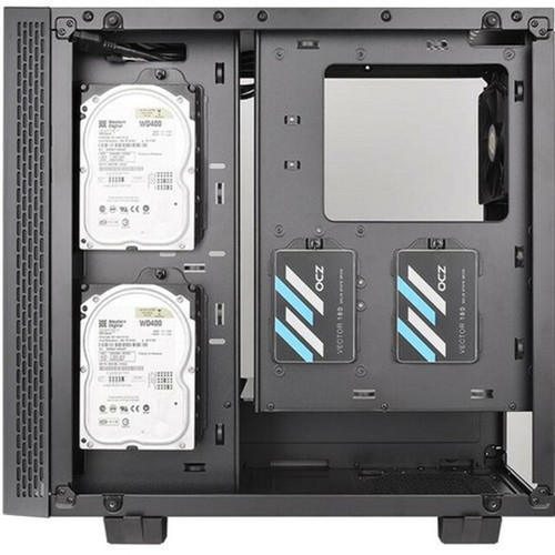 Thermaltake View 21 Tempered Glass Edition Mid-Tower Chassis - Mid-tower - Black - SPCC Tempered Glass - 4 x Bay - Micro ATX ATX - CA-1I3-00M1WN-00