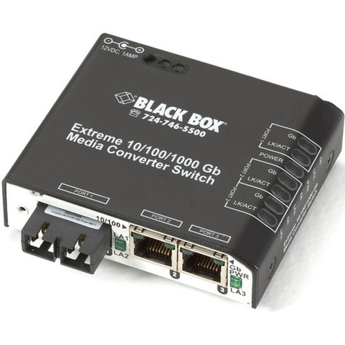 Black Box LBH2001 TransceiverMedia Converter - 2 x Network RJ-45 - 1 x LC Ports - Single-mode - 005 mil 0 mm Fiber - Gigabit - - LBH2001A-P-LX-24
