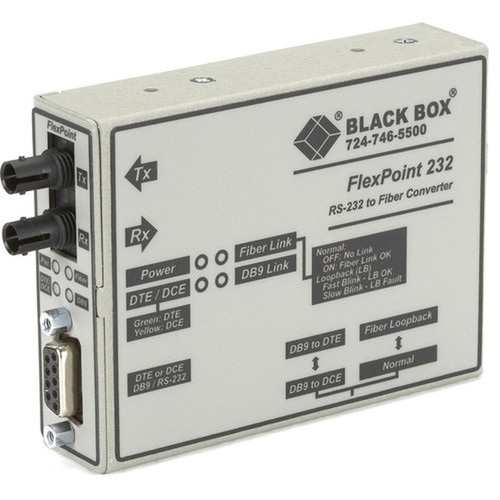 Black Box Flexpoint Async RS232 Extender - Fiber DB9 Female ST MM 5-km - New - 1 x ST Ports - DuplexST Port - Multi-mode - 005 mil 0 ME661A-MST